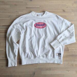 Pancoat Food Delivery Graphic Sweatshirt  Oversized Women's Medium Cream